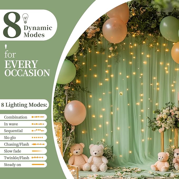 10x10ft Green Tulle Backdrop Curtain - Image 4
