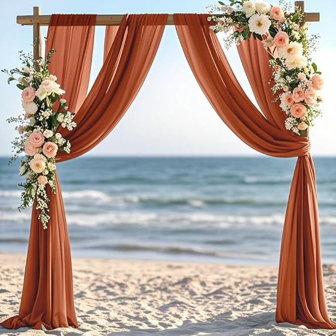 Terracotta Fall Thanksgiving Elegant Arch Draping Fabric 2 Panels Outdoor 29" × - Image 3