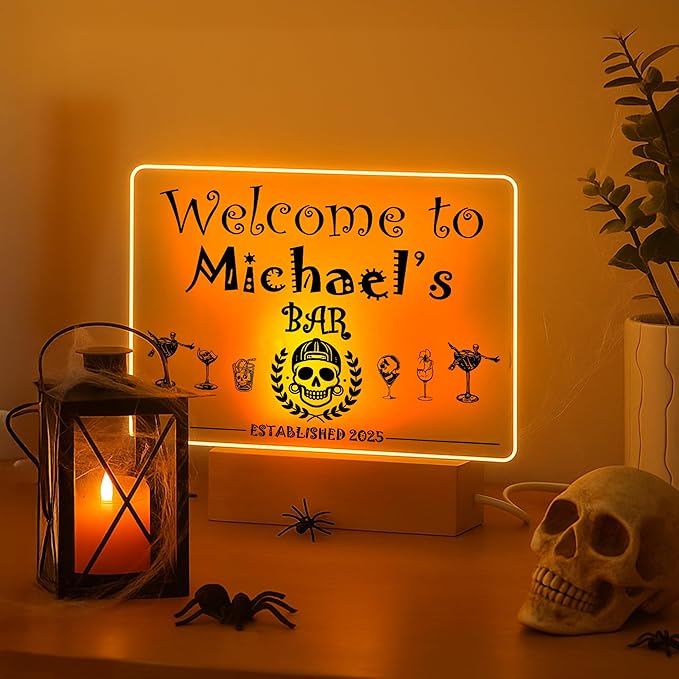 Personalized Bar Gifts for HOME BAR, Custom Name Date Acrylic Light Up Signs - Image 7