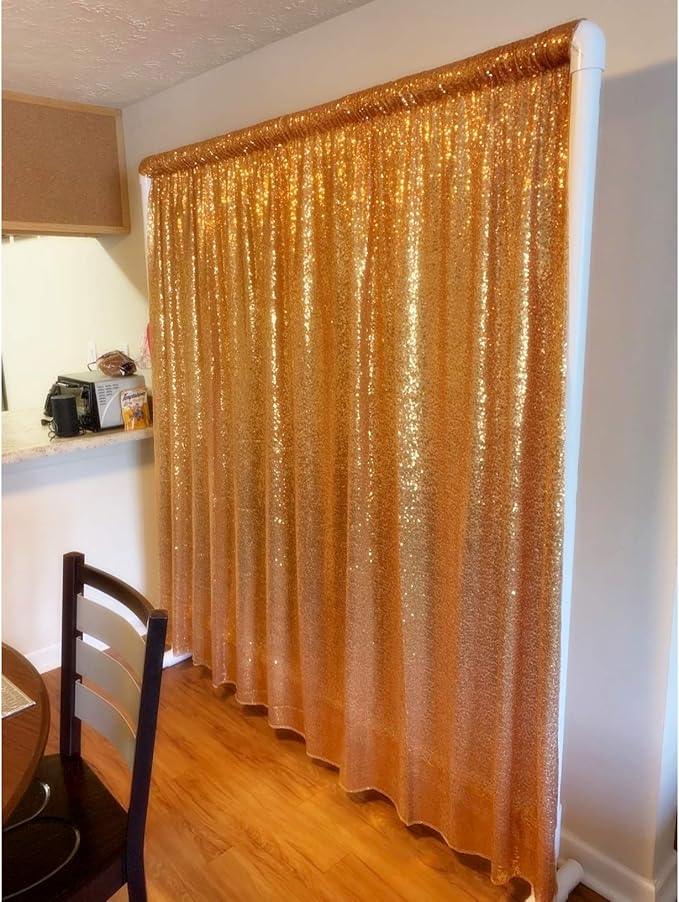 Eternal Beauty Yellow Gold Sequin Backdrop, 4x7 Ft Glitter Background Curtains - Image 4