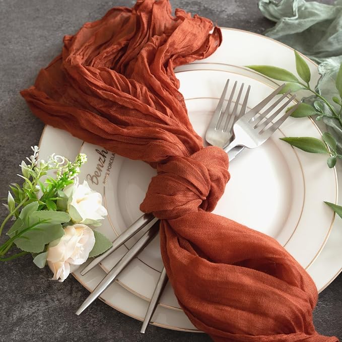 Sioloc Terracotta Table Cloth Cheesecloth Table Runner 10ft Rustic - Image 6