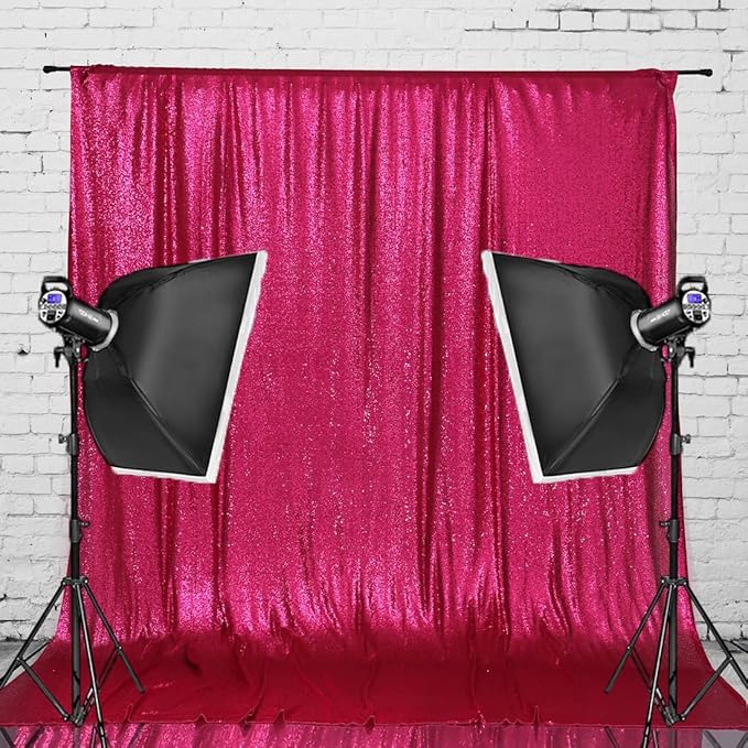 Eternal Beauty Hot Pink Sequin Backdrop, 5x7 Ft Glitter Background Curtains - Image 6