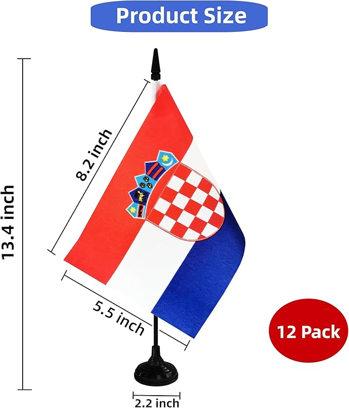 Croatia Desk Flag, 12 Pack Croatian Table Office Flag - Image 2
