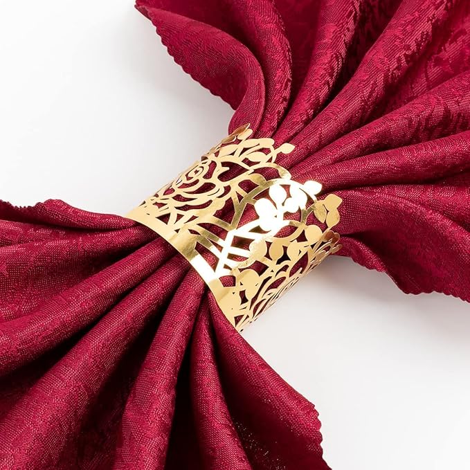 100pcs Disposable Rose Flower Paper Napkin Rings Laser Cut Foil Paper Napkin by NPKRRSK