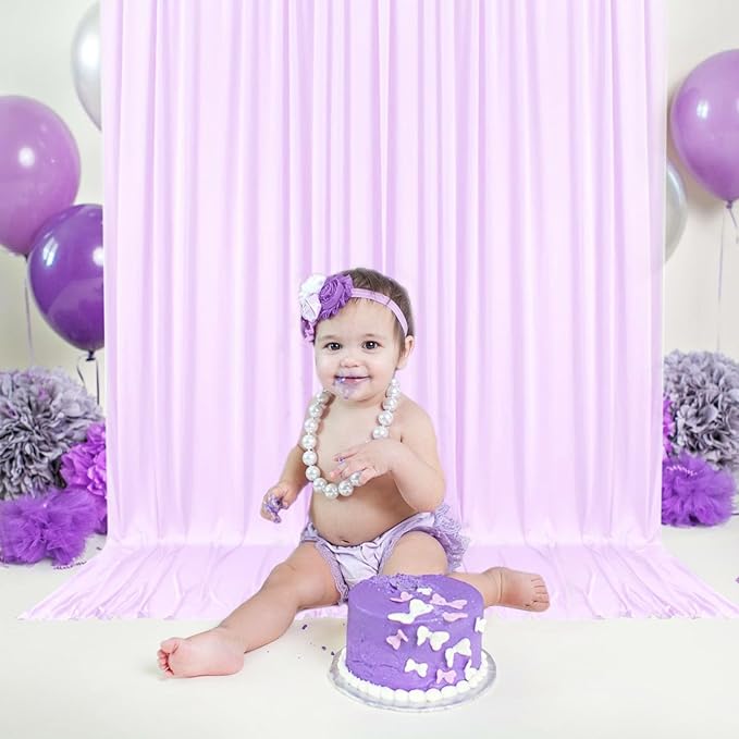 2 Panels Light Purple Backdrop Curtain, 10 x 7 Feet Background Curtains - Image 6