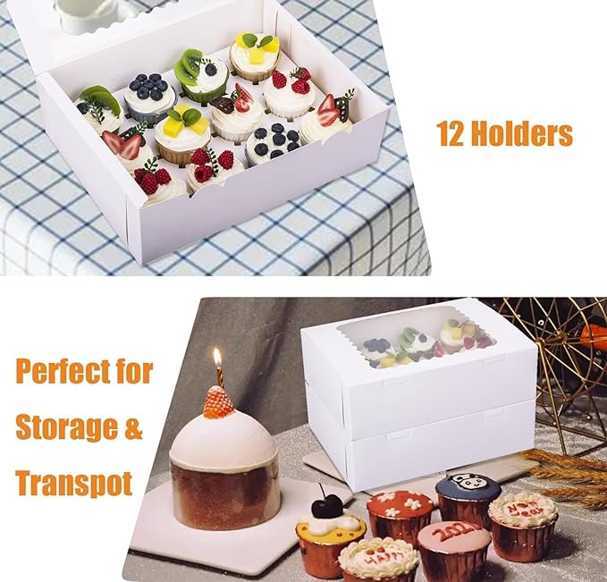 26-Set Cupcake Boxes Hold 12 Standard Cupcakes, Food Grade Cupcake Holders - Image 4