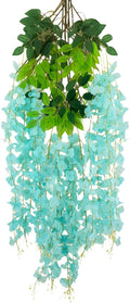 5 Pack Teal Wisteria Hanging Flowers Garland, 3.77 Feet Artificial Flower Vines by Luerbi