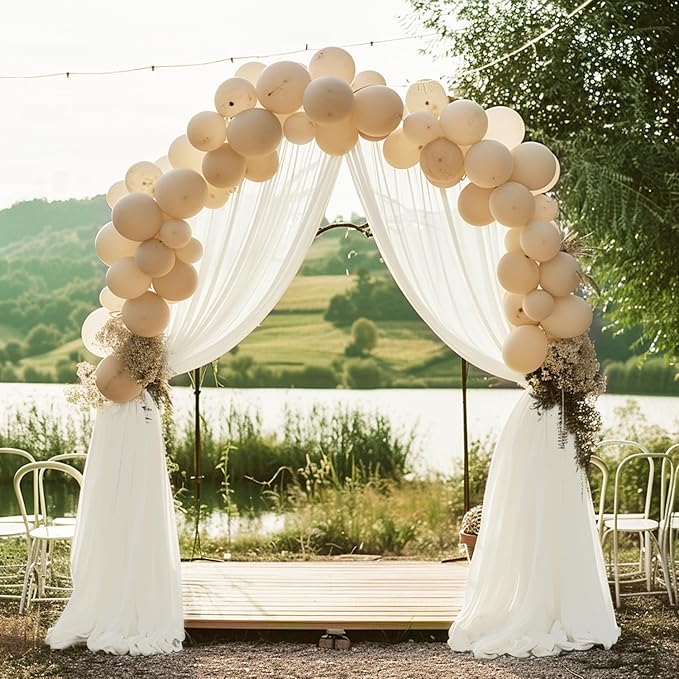 Wokceer Ivory Wedding Arch Draping Fabric Backdrop 4 Panels 28.7" X 20FT Sheer - Image 5