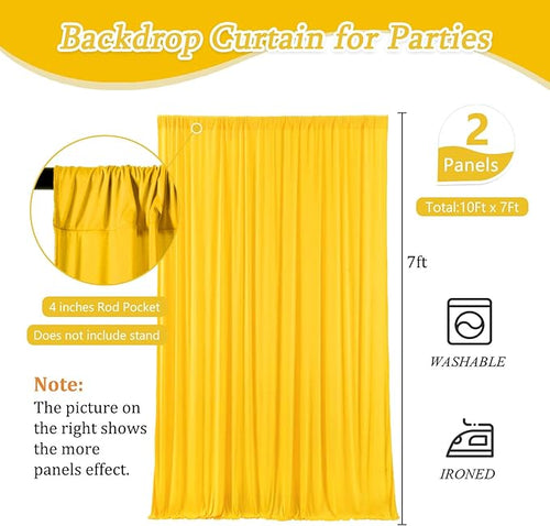 10 x 7 Feet Yellow Backdrop Curtain - Image 2