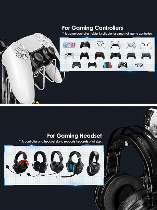 OAPRIRE Headset and Controller Stand, Space-Saving 2 Tier Game Controller Holder - Image 3