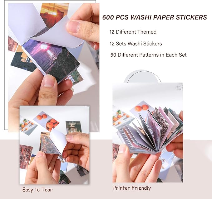 12 Sets 600 Sheets Washi Stickers - Image 4