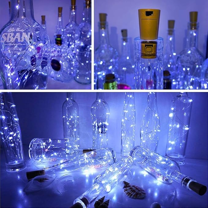 YJFWAL Wine Bottle Lights with Cork, Cork Shape Silver Copper Wire Fairy Mini - Image 3