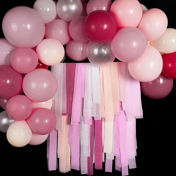 PartyWoo Pink Crepe Paper Streamers 4 Rolls 328 ft Pack of Dusty Pink Crepe - Image 2