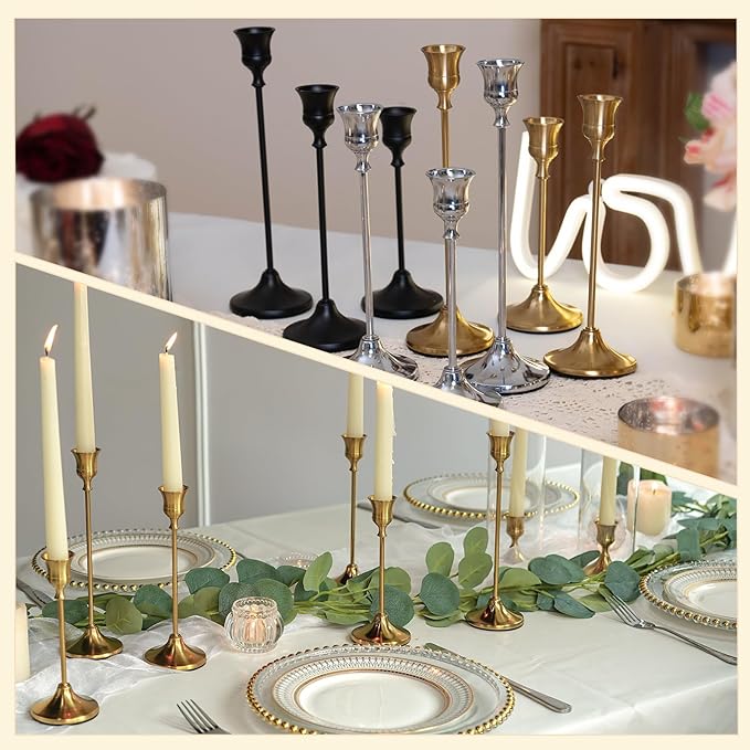 CHILL RECIPE Candlestick Holders Gold Taper Candle Holders - Image 7