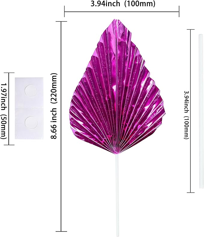 Ephlyn 6Pcs Paper Palm Leaves Fan Cake Toppers Palm Leaf Fan Cake Picks Craft - Image 2