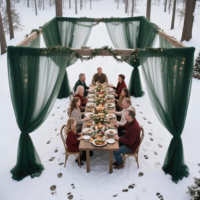 VOK Dark Green Wedding Arch Draping Fabric Chiffon Fabric, 29in x 18Ft 2 Panels - Image 7