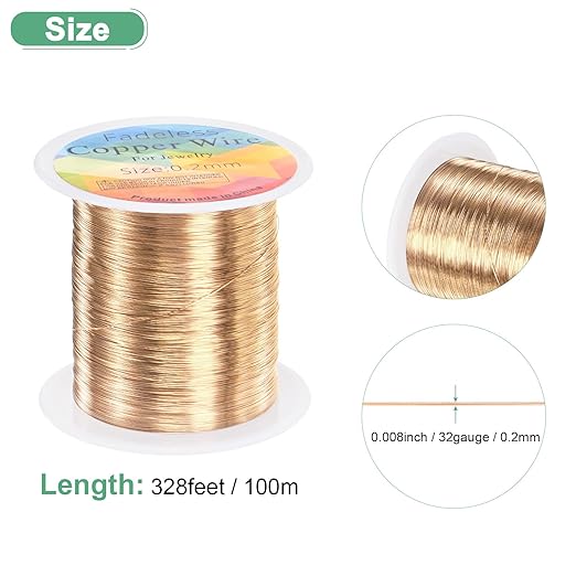 0.2mm Jewelry Wire, 32 Gauge 328FT Craft Wire Copper Beading Wire - Image 3