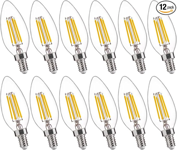 FLSNT 60W Equivalent LED Chandelier Light Bulbs, Dimmable LED B11 E12 by FLSNT