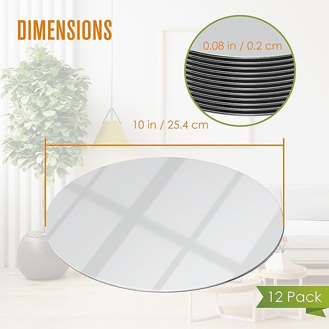 Houseables Mirror Centerpieces for Tables, Round Mirrors for Centerpieces - Image 2