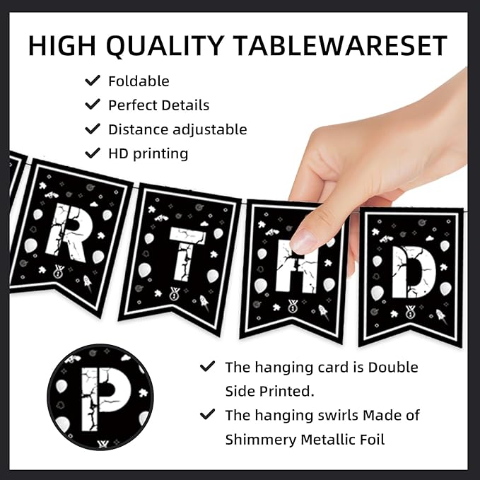 123pcs 13th Party Decorations, 13th Silver Black Birthday Banner, Cake Toppers - Image 6