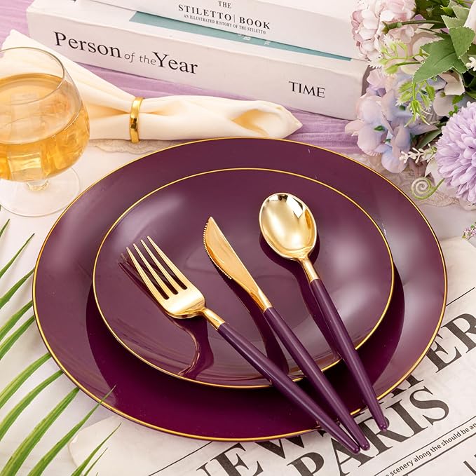 Liacere 150PCS Purple Plastic Plates - Image 4