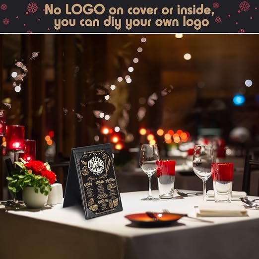 Gerrii Leatherette Table Tents Black PU Leather Menu Covers Bulk Double Sided - Image 7