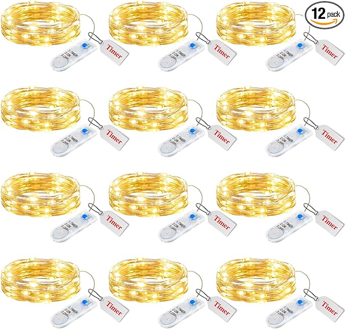Minetom 12 Pack Fairy Lights Battery Operated String Lights - 7ft 20 LED by Minetom