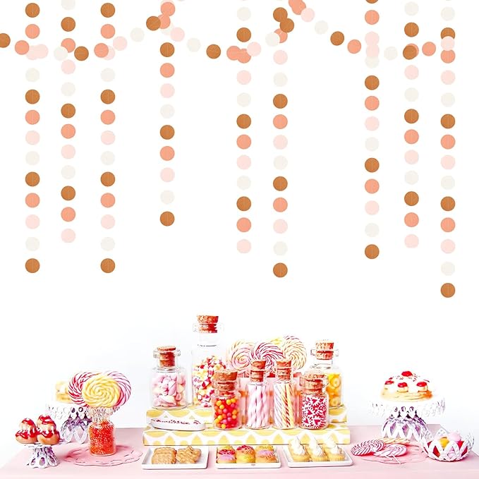 Pink-Brown Peach Party-Decorations Streamers Garland - 52ft Boho Fall Groovy - Image 3