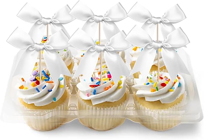 24 PCS Bow Cupcake Toppers Bow Cupcake Picks Bowknot Birthday Party Decorations - Image 5