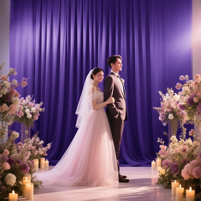 Sugargirl 10x10FT Purple Backdrop Curtains Polyester Photo Backdrop Drapes - Image 3