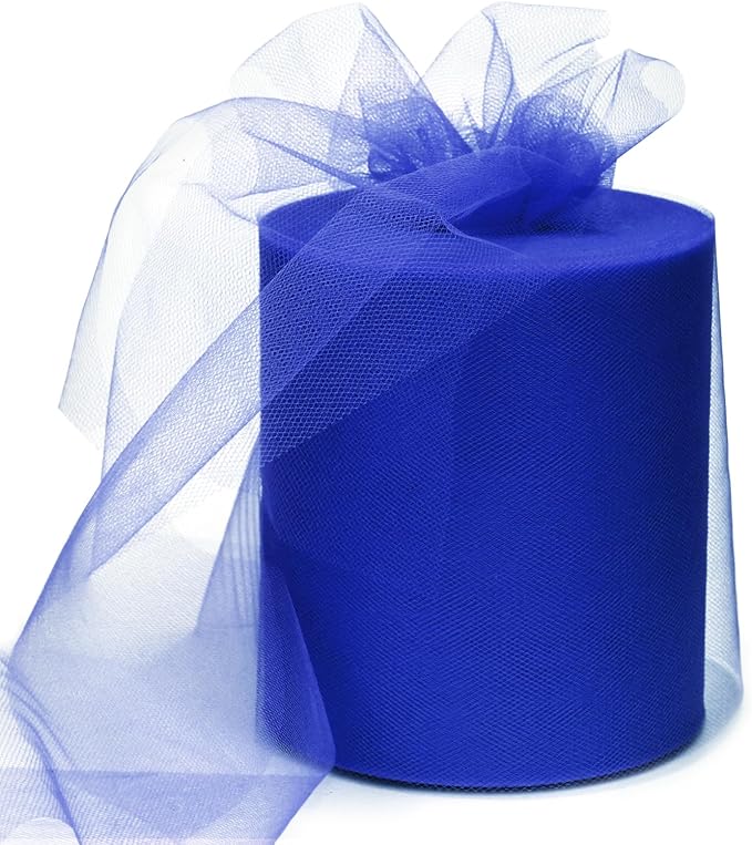 6" x 200 Yards Royal Blue Tulle Fabric Rolls by GCVOPTON