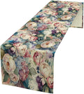 Vintage Floral Table Runner, Girls Women Rose Romantic Leaf Botanical by Kurtect