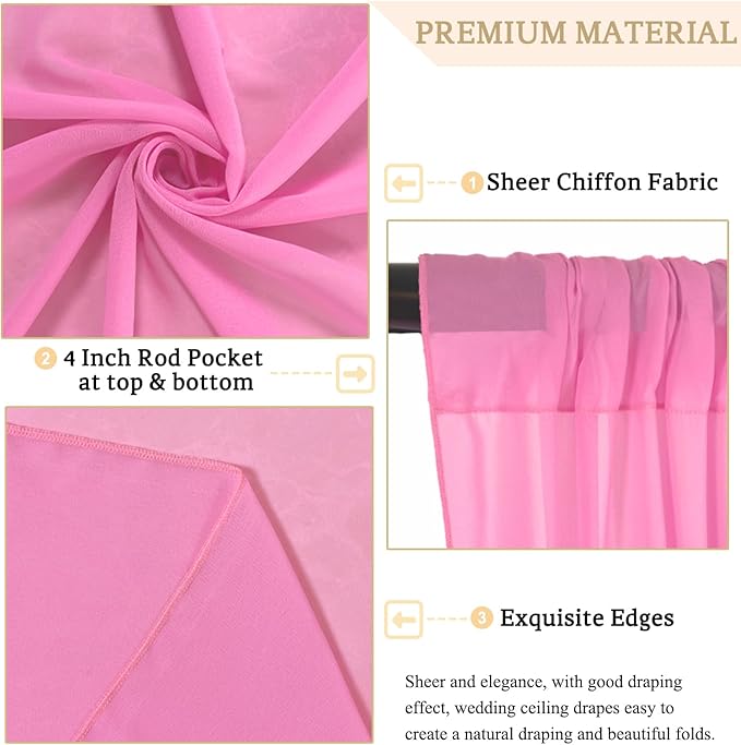 MODFUNS Wedding Arch Drapes Fabric Pink Ceiling Draping 2 Panels 5x20 FT - Image 3
