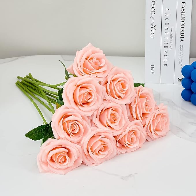 Artificial Rose 10pcs Open Flower Bouquet Faux Rose Stems - Image 5