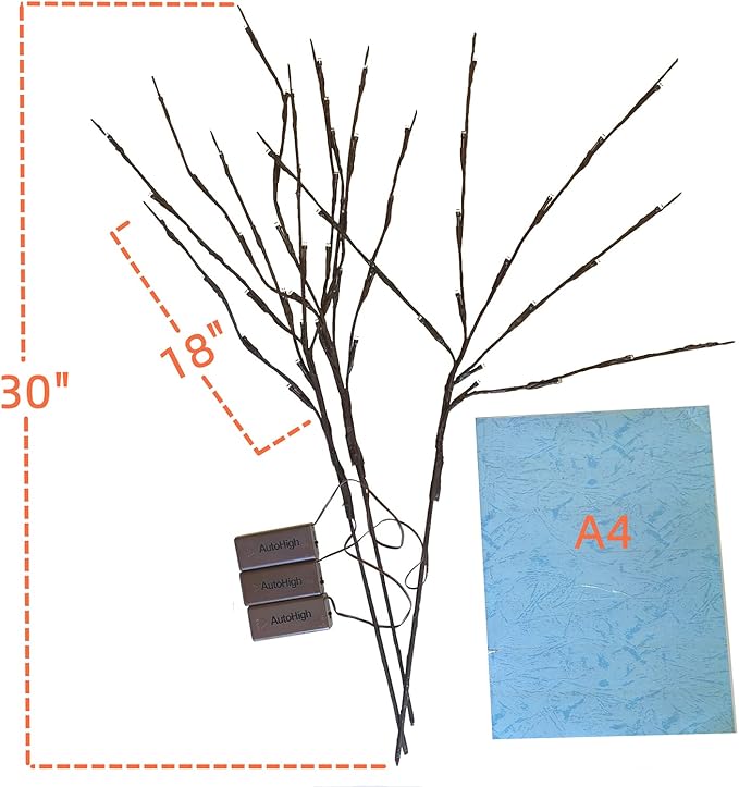 3 Pack Warm White Lighted Branches 60 LED Twig Lights Lighted Plants Artificial - Image 6