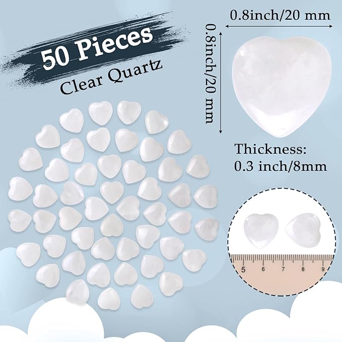 Gerrii 50 Pcs Heart Healing Stone Bulk Quartz Heart Inspirational Stones Gift - Image 2