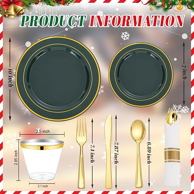 175PCS Green Plastic Plates - Image 5
