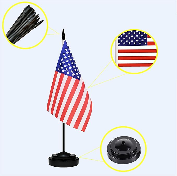 US American Deluxe Desk Table Flag Set Small Mini Miniature USA Table Desktop - Image 2