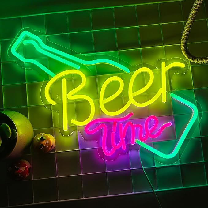 Beer Time Neon Sign Led Wall Decor Man Cave Neon Light Up Signs Wall Art - Image 2