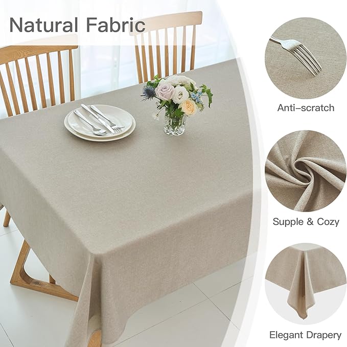 maxmill Linen Texture Tablecloth Water Resistance Antiwrinkle Spillproof - Image 4