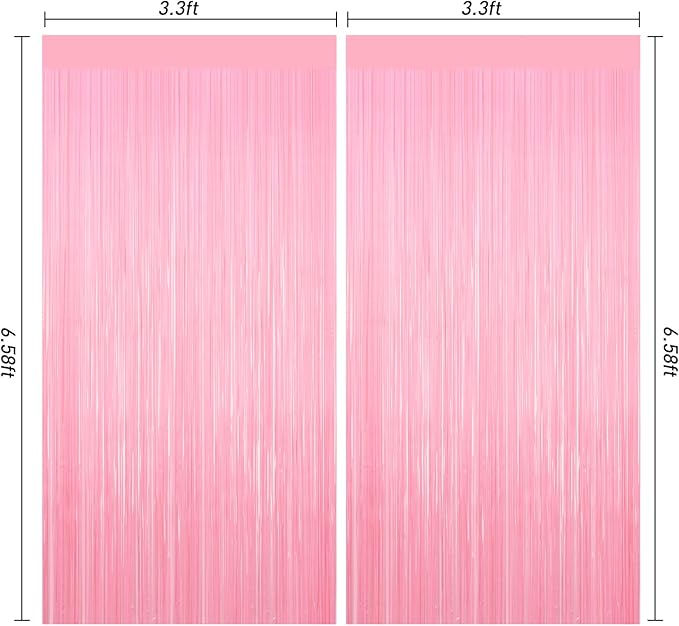 2Pack Foil Curtain Pastel Pink Backdrop Streamers Metallic Tinsel Fringe - Image 4