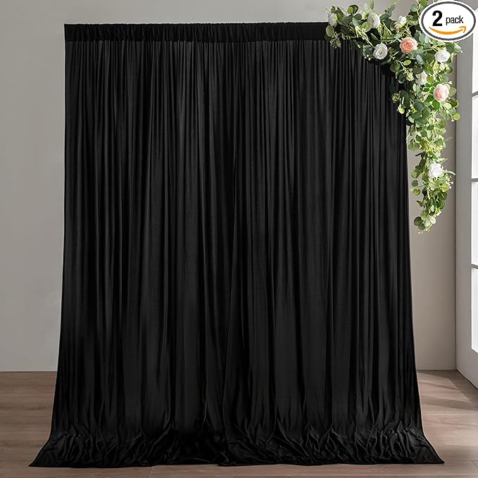 10ft×9ft Black Backdrop Curtain, Wrinkle Free Thick Polyester Drapes by Nobed+HHT