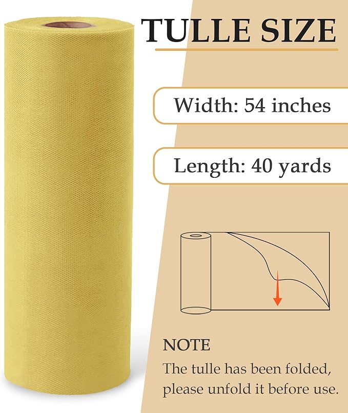 Antique Gold Tulle Fabric Roll - Image 2