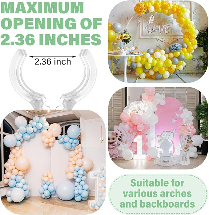 LemonRoad 20 Pack Large Balloon Arch Clips Plastic Transparent Backdrop Spring - Image 4