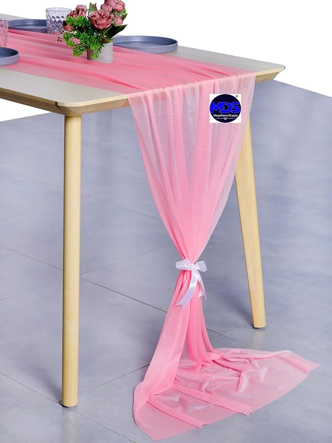MDS 5 Pack 10ft Chiffon Table Runner 29 x 120 Inches Sheer Wedding Runner - Image 3