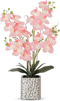 Orchid Artificial Flowers with Sliver Vase Large Silk Faux Phalaenopsis Flowers by ABetterDayStartsHere