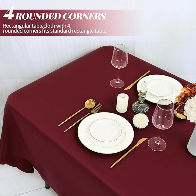 12 Pack Polyester Tablecloth Rectangle Tablecloth 60 x 102 Inch Burgundy - Image 4