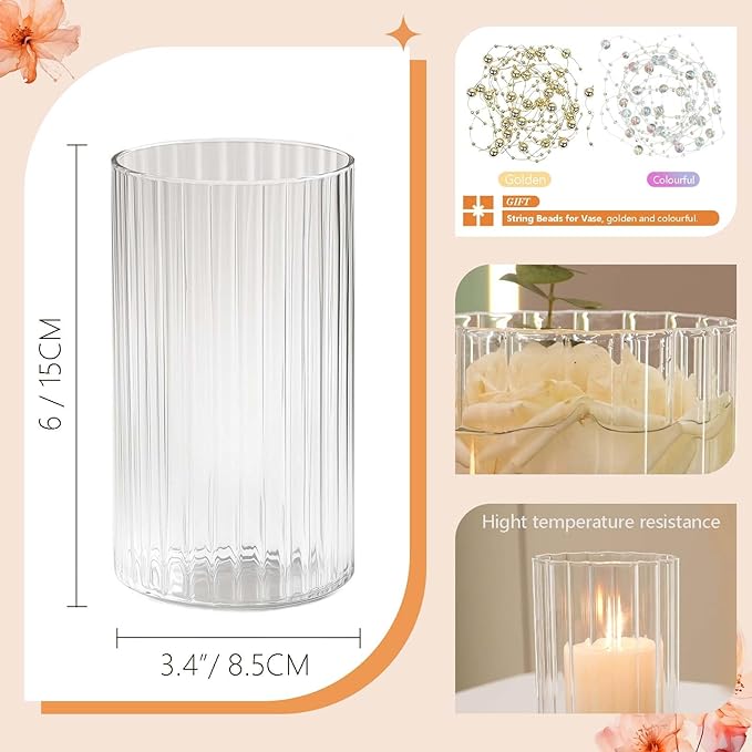 12pcs Glass Vase Cylinder Vases - Image 2