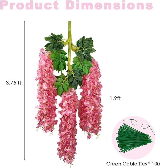 48 Pcs of Wisteria Hanging Flowers, 3.75 Feet Fake Wisteria Flower Strings - Image 3