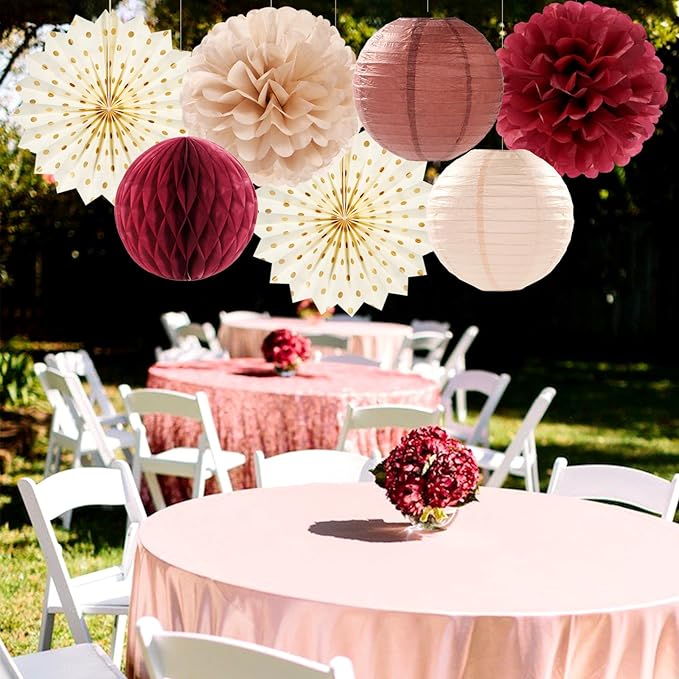 Brown Burgundy Champagne Boho Party-Decorations - Image 7